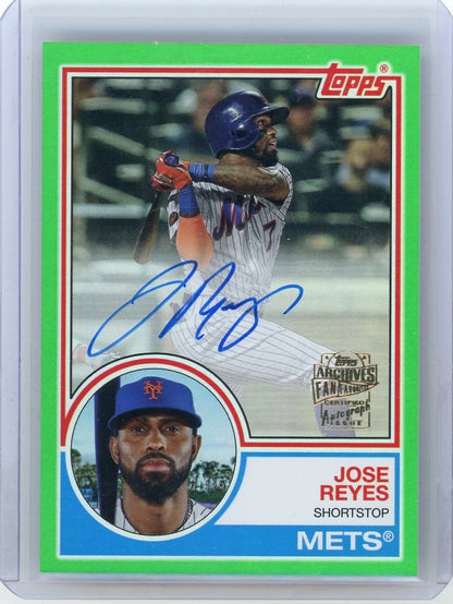 Jose Reyes 2023 Topps Archives Fan Favorite Autos 1983 Green Foil #'d 89/99