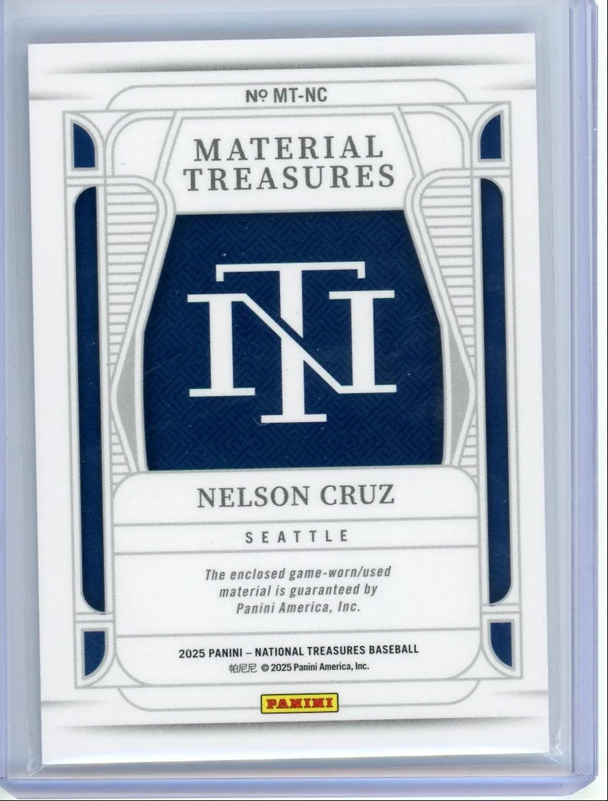 Nelson Cruz 2025 Panini National Treasures Baseball Relic Blue #'d 38/49