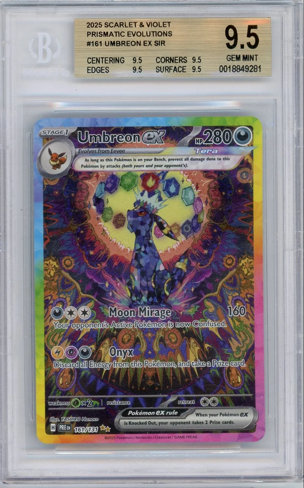 Umbreon ex Pokemon Prismatic Evolutions Special Illustration Rare 161/131 BGS 9.5