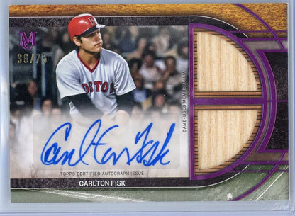 Carlton Fisk 2025 Topps Museum Collection Dual Relic Autograph #'d 36/75