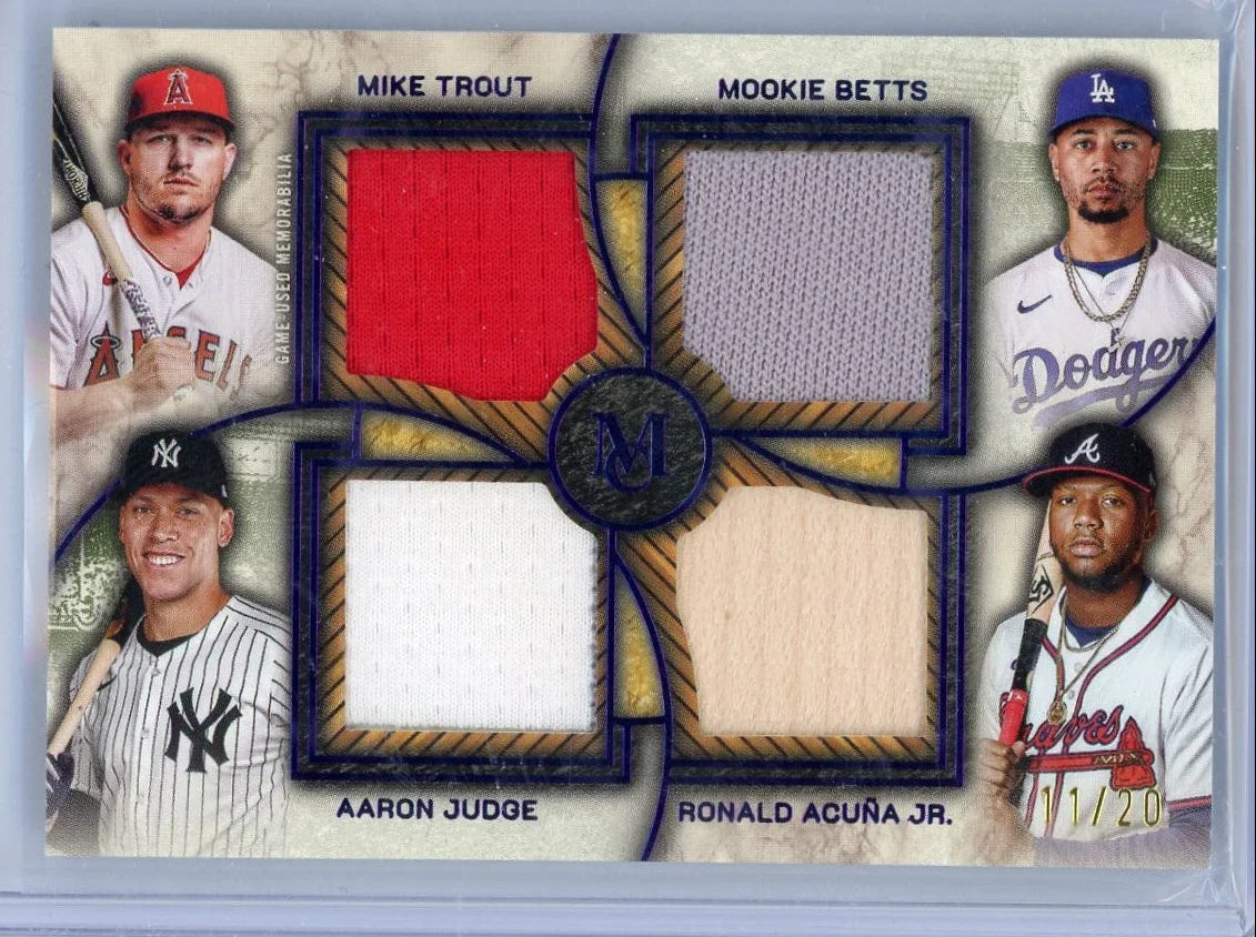 M. Trout, M. Betts, A. Judge, R. Acuna Jr. 2025 Topps Museum Collection Quad Relic #'d 11/20