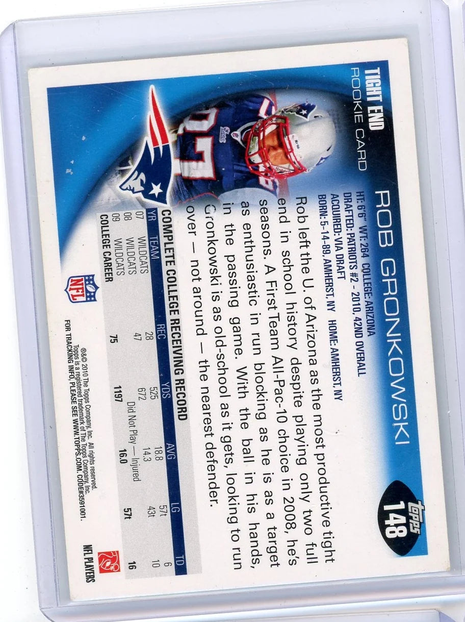 Rob Gronkowski 2010 Topps Rookie Card #148