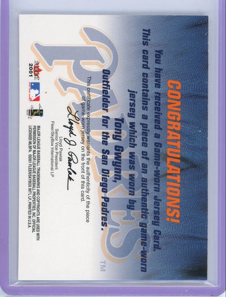 Tony Gwynn 2001 Fleer Material Issue Relic