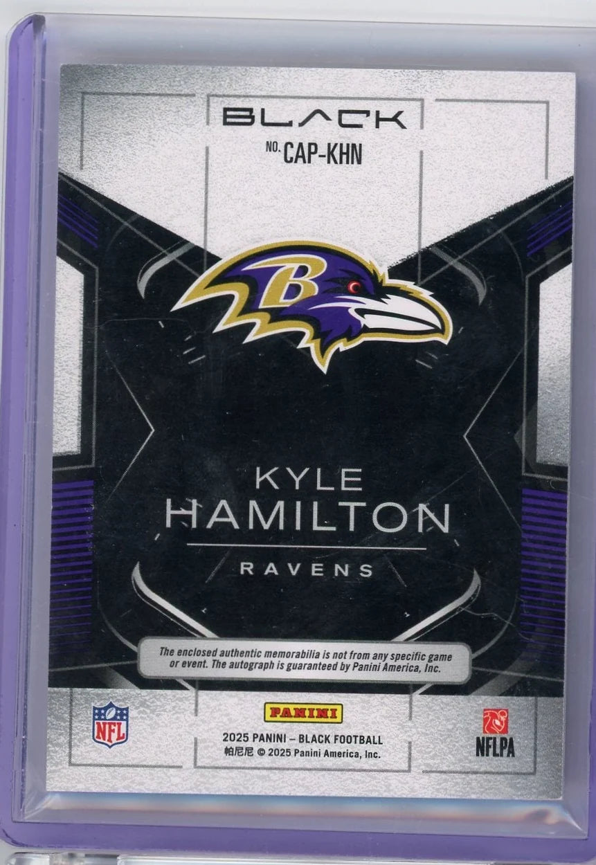 Kyle Hamilton 2025 Panini Black Capstones Quad Patch Auto #'d 33/50