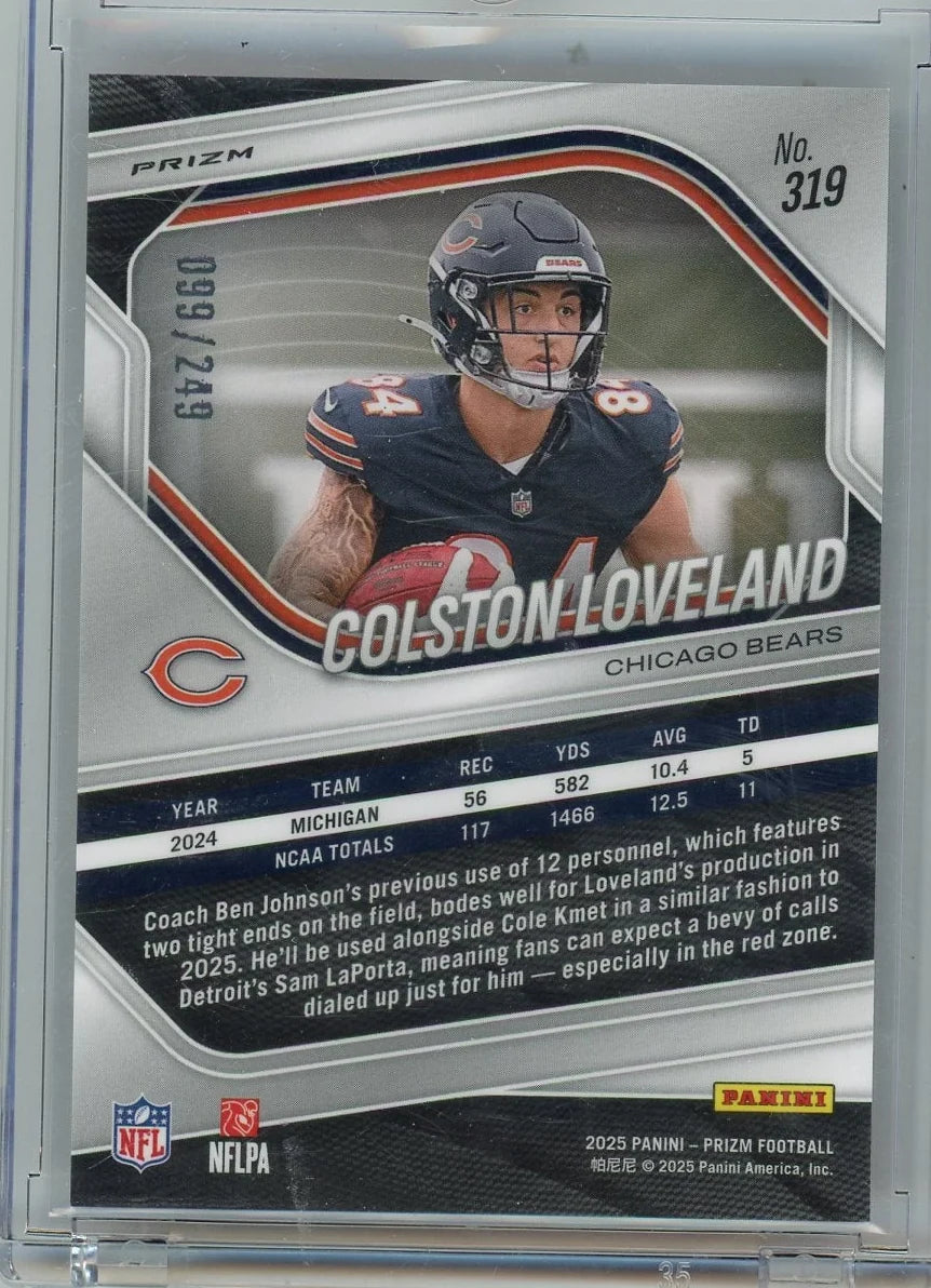 Colston Loveland 2025 Panini Prizm Orange Rookie #'d 099/249