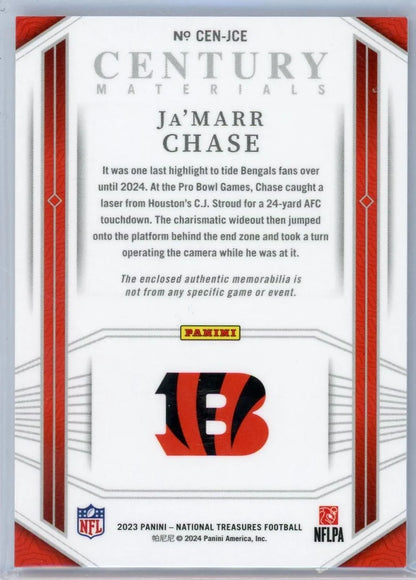 JaMarr Chase 2023 Panini National Treasures Century Materials #'d 22/25