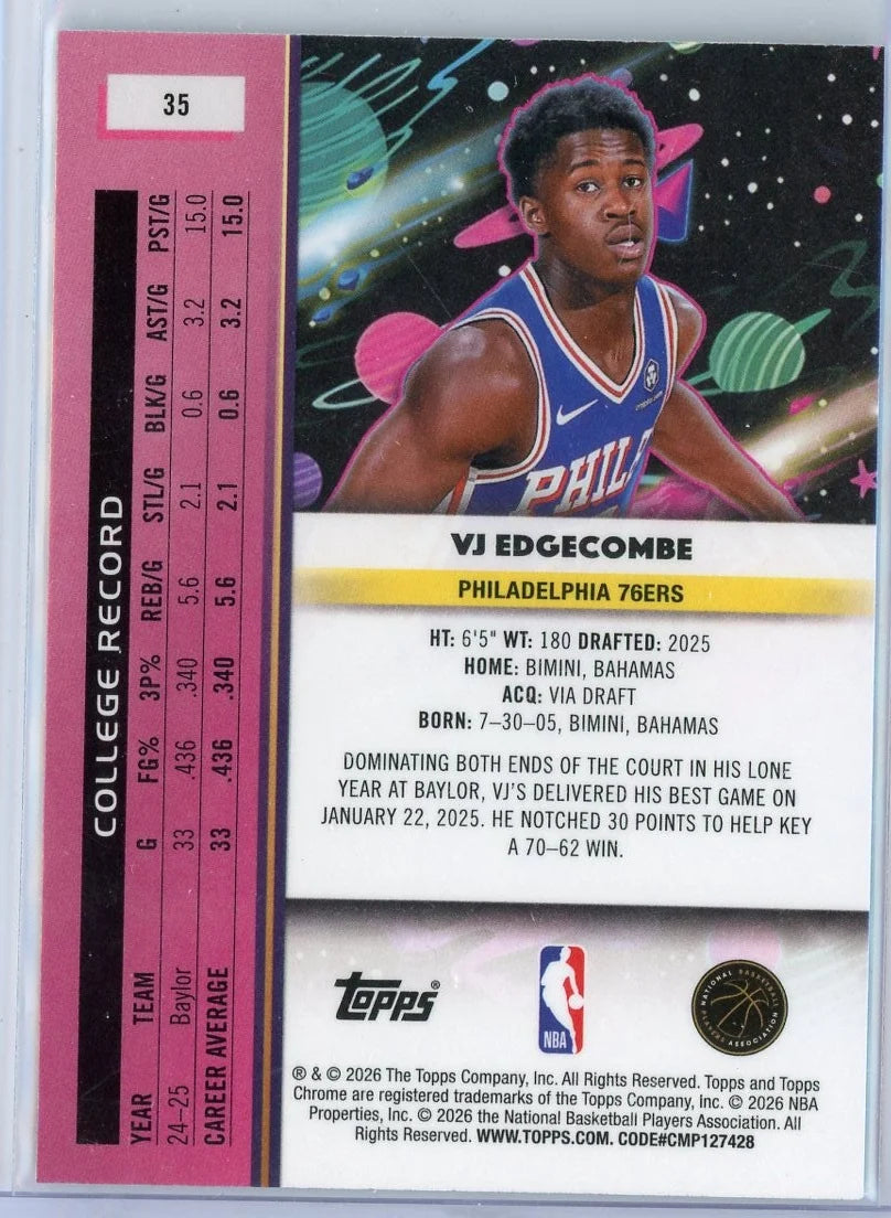 VJ Edgecombe 2025 Topps Cosmic Chrome Nucleus