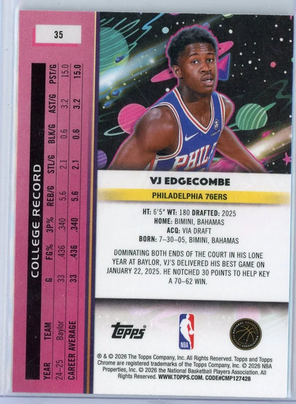 VJ Edgecombe 2025 Topps Cosmic Chrome Nucleus
