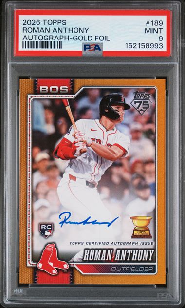 Roman Anthony 2026 Topps Series 1 autograph gold foil rookie card #'d 13/50 PSA 9