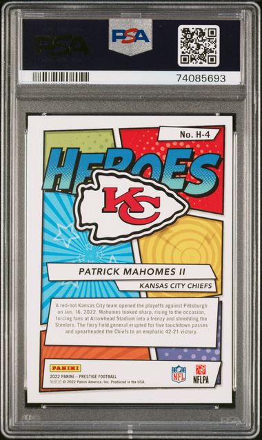 Patrick Mahomes 2022 Panini Prestige Heroes PSA 10