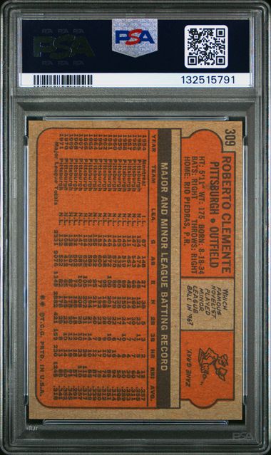 Roberto Clemente 1972 Topps #309 PSA 6