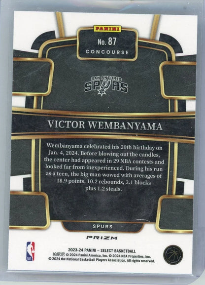 Victor Wembanyama 2023-24 Panini Select seismic prizm rookie card