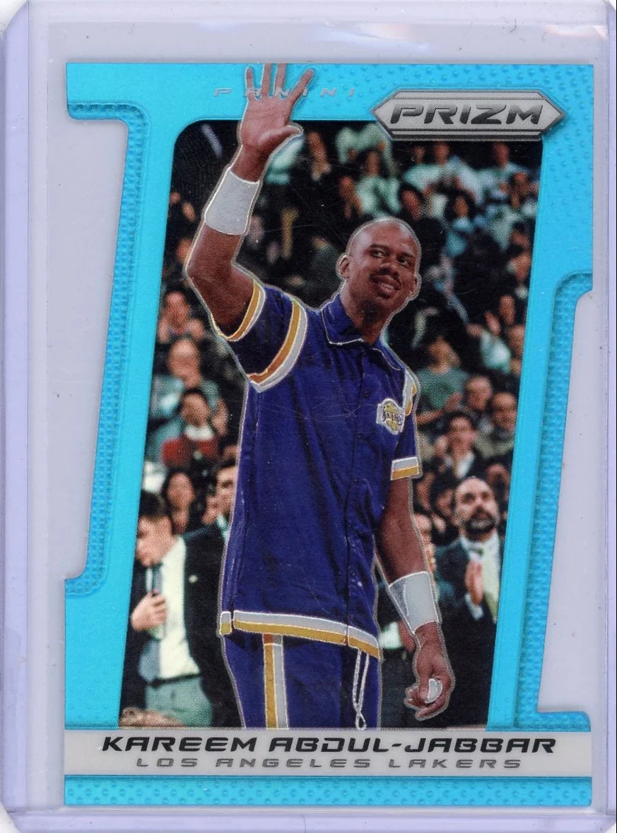 Kareem Abdul-Jabbar 2013-14 Panini Prizm light blue prizm die-cut #'d 182/199