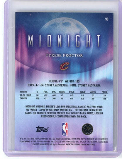 Tyrese Proctor 2025 Topps Midnight Moon Beam Rookie Card