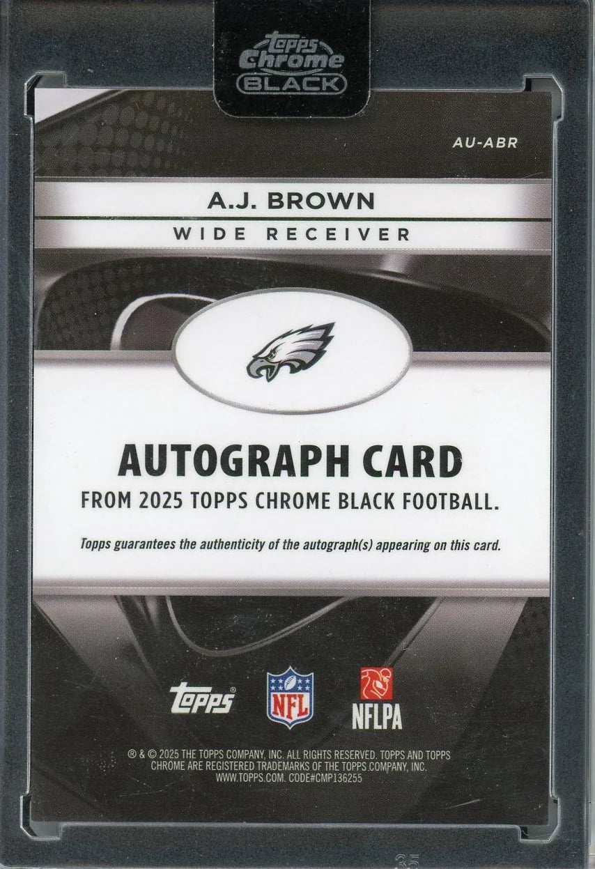 A.J. Brown 2025 Topps Chrome Black Autograph Orange #'d 11/25