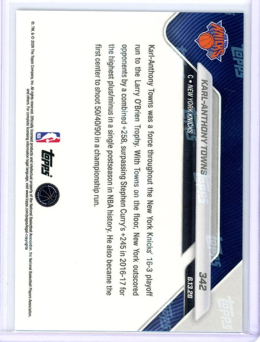 Karl-Anthony Towns 2026 Topps Now Finals #342