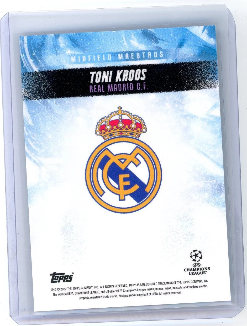 Toni Kroos 2022-23 Topps Jude Bellingham Platinum Curated UEFA Auto Blue #'d 29/49