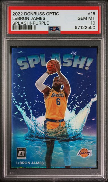 LeBron James 2022 Panini Donruss Optic Splash Purple Prizm PSA 10