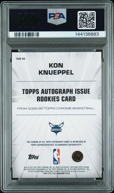 Kon Knueppel 2025 Topps Chrome Autograph Issue Rookie Purple Geometric #'d 12/75 PSA 9