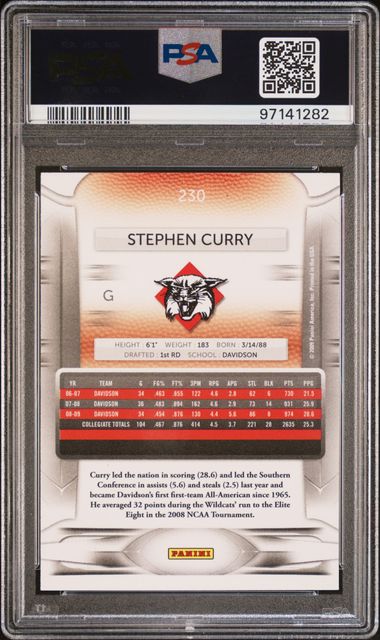 Stephen Curry 2009 Panini Prestige Rookie PSA 9