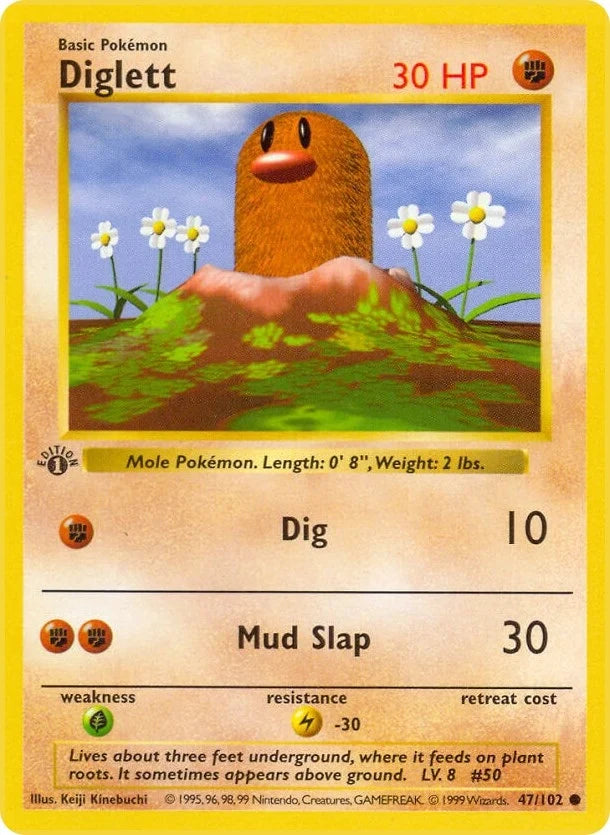 Diglett (047/102) (Base Set (Shadowless)) (BSS)