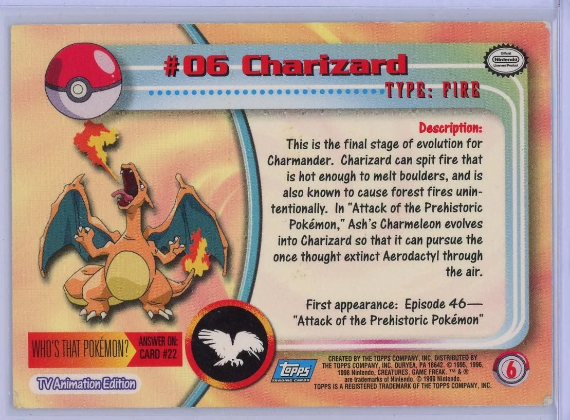 Charizard Pokemon Topps Chrome Foil #6 (Blue Label)