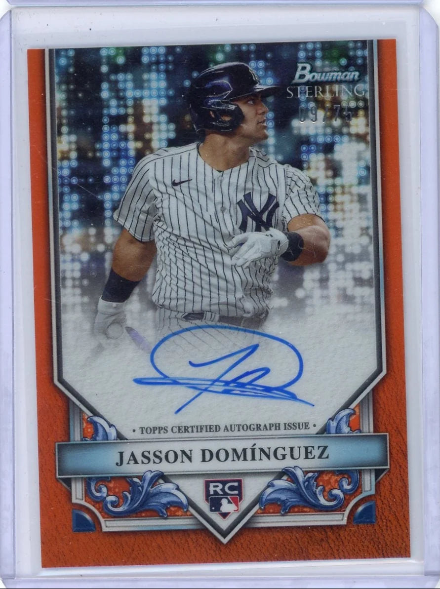 Jasson Dominguez 2024 Bowman Sterling autograph orange ref. RC #'d 09/75