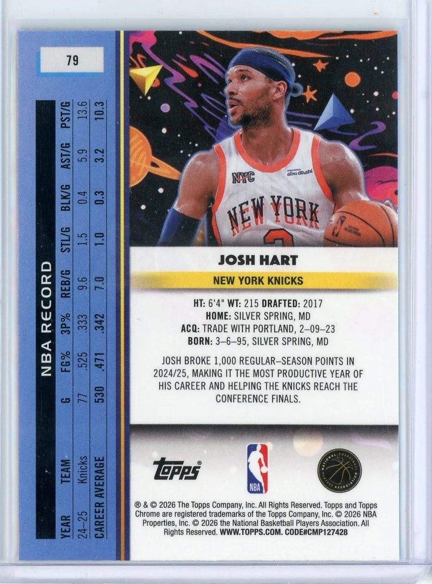 2025 Josh Hart Topps Cosmic Chrome #79 Blue /99