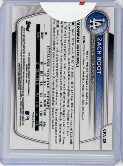 Zach Root 1st Bowman Chrome Autograph