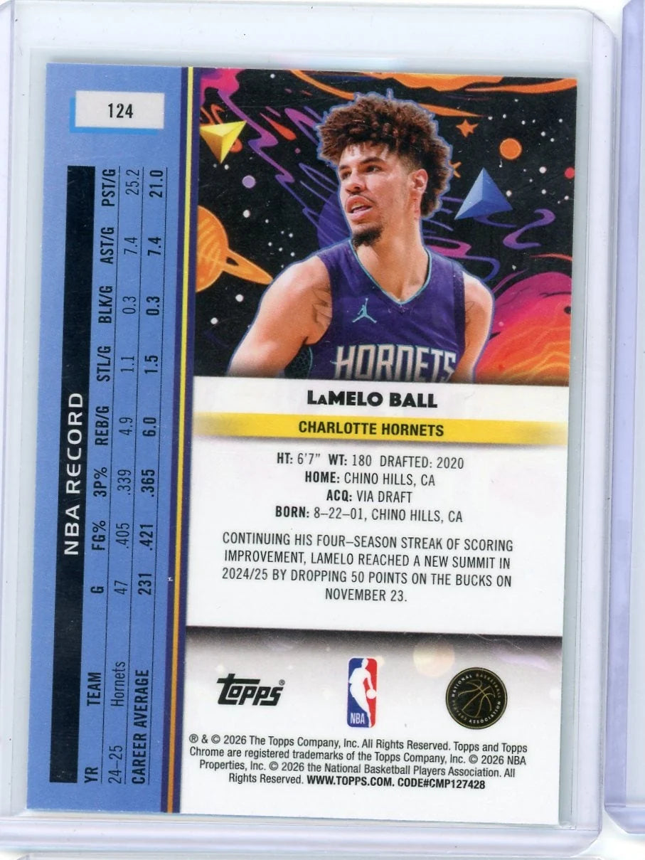 LaMelo Ball 2025-26 Topps Chrome Cosmic Aqua Equinox Refractor #'d 125/199