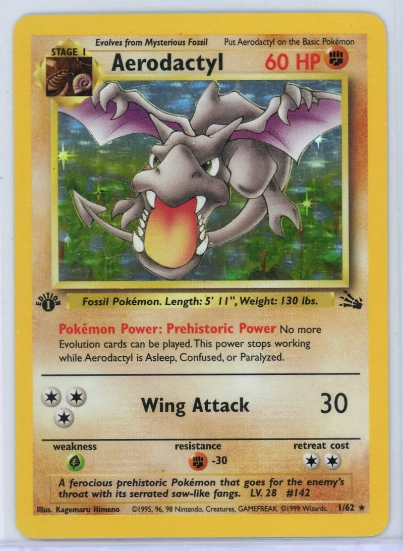 Aerodactyl 1999 Pokemon Fossil 1st Edition holo #1/62 LP/MP