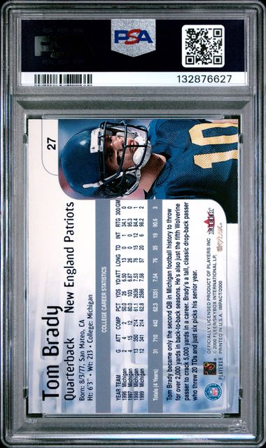 Tom Brady 2000 Skybox Impact Rookie #27 PSA 8.5