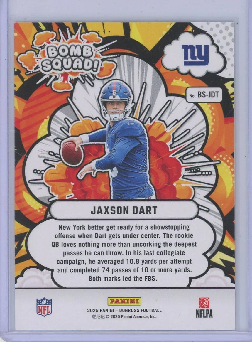 Jaxson Dart 2025 Panini Donruss Football Bomb Squad RC