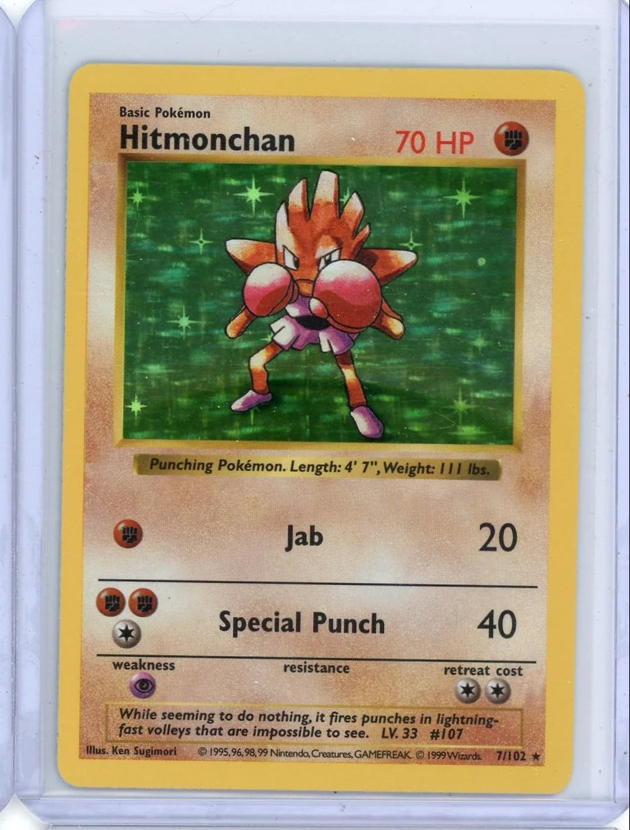 Hitmonchan 1999 Pokemon Base Set Shadowless holo #7/102