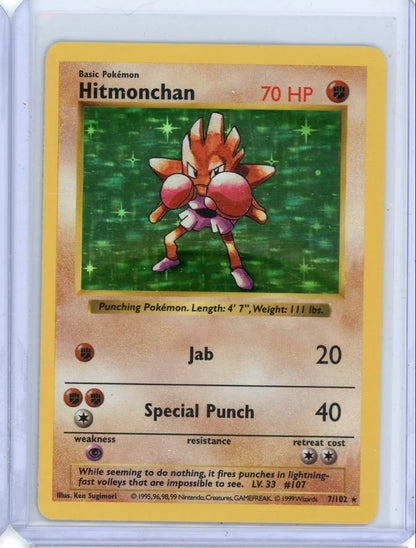 Hitmonchan 1999 Pokemon Base Set Shadowless holo #7/102