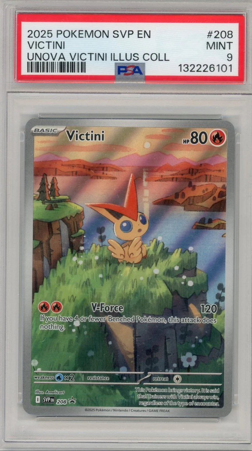 Victini Pokemon Scarlet & Violet Black Star Promo #208 PSA 9