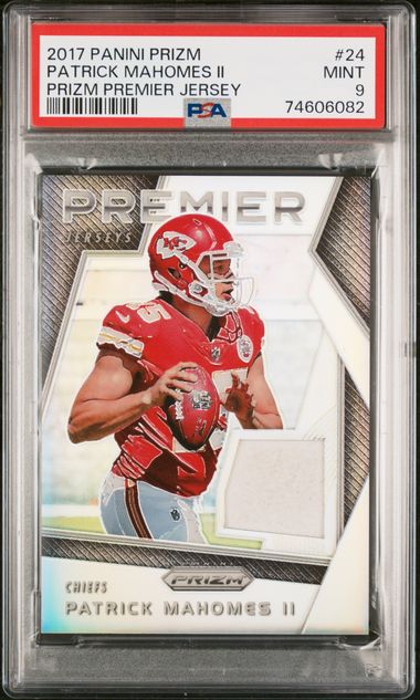 Patrick Mahomes 2017 Panini Prizm Premiere Jersey PSA 9