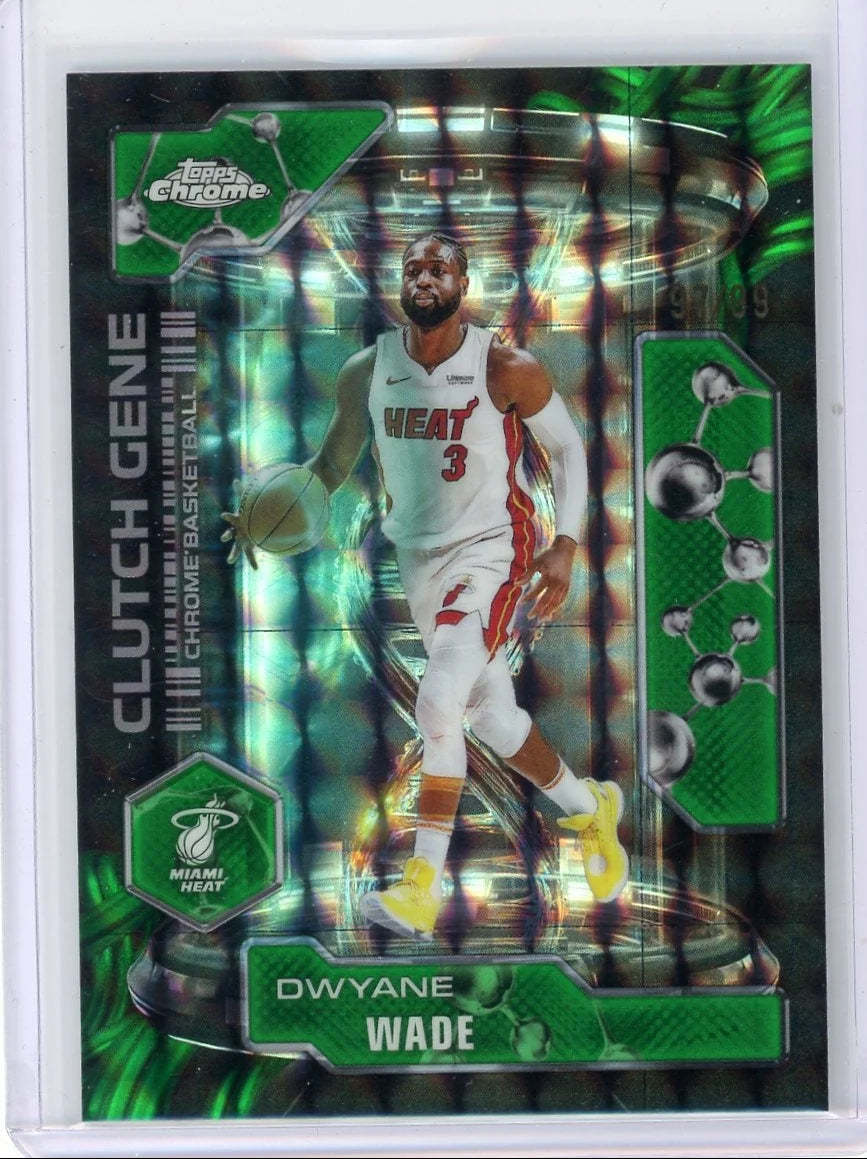Dwyane Wade 2025 Topps Chrome Basketball Clutch Gene Green Geometric Refractor #'d 97/99