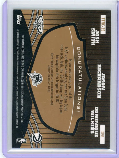 D. Wilkins/J. Richardson/J. Smith 2007 Topps Triple Threads Slam Dunk triple relic #'d 16/27