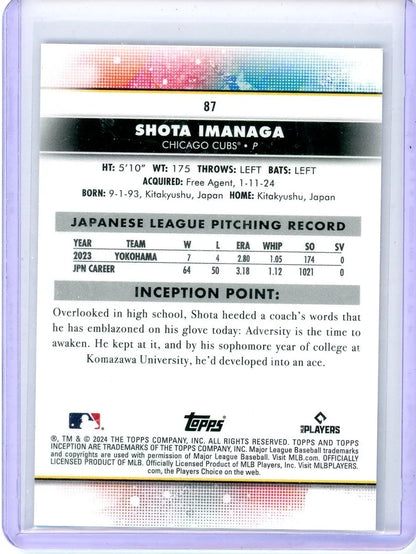 Shota Imanaga 2024 Topps Inception Blue Rookie #'d 15/25