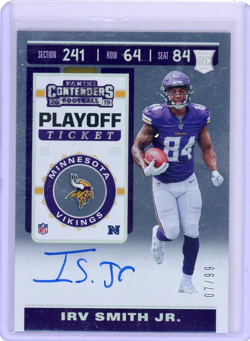 Irv Smith Jr. 2019 Panini Contenders Playoff Ticket Auto RC #'d 07/99
