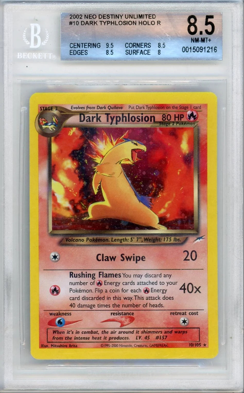 Dark Typhlosion Pokémon Neo Destiny Unlimited Holo #10/105 BGS 8.5