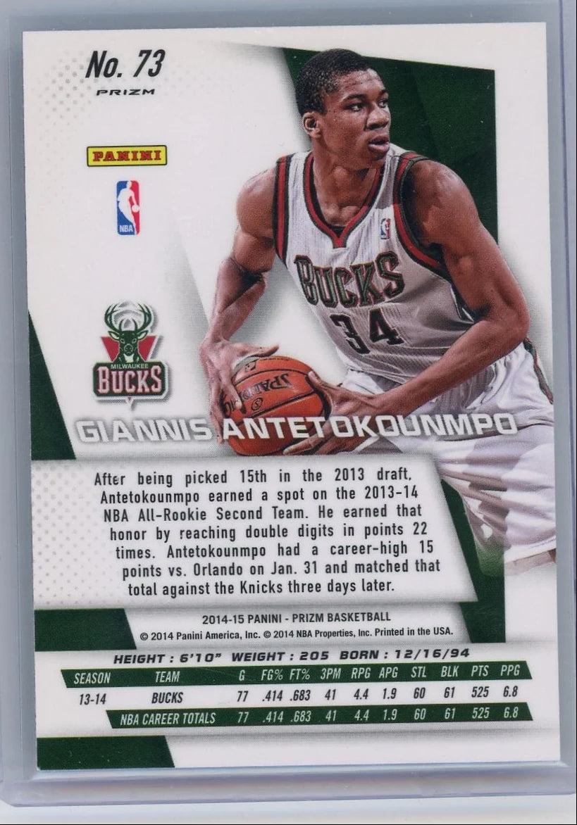 Giannis Antetokounmpo 2014-15 Panini Prizm Blue/Green Mosaic prizm