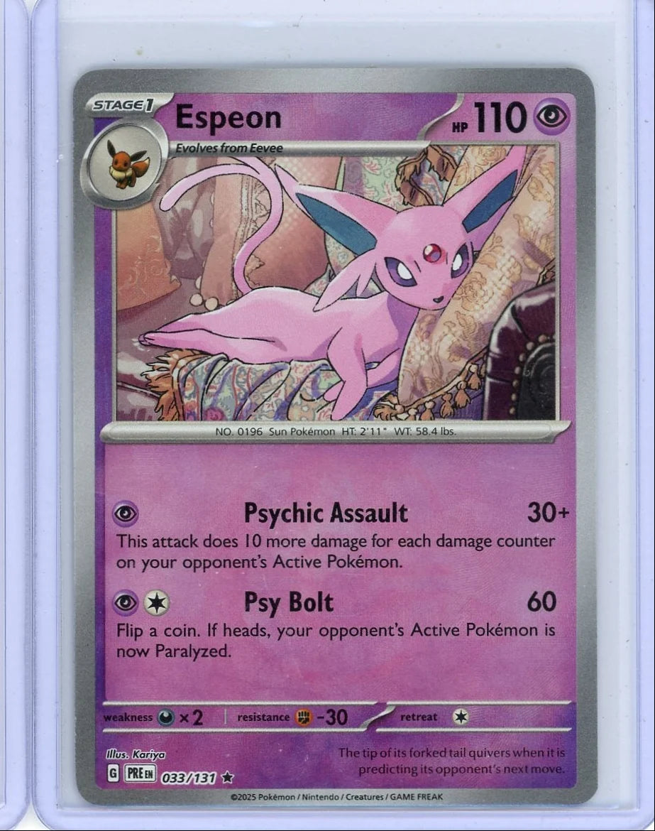 Espeon 2025 Pokemon Prismatic Evolutions Master Ball holo #033/131