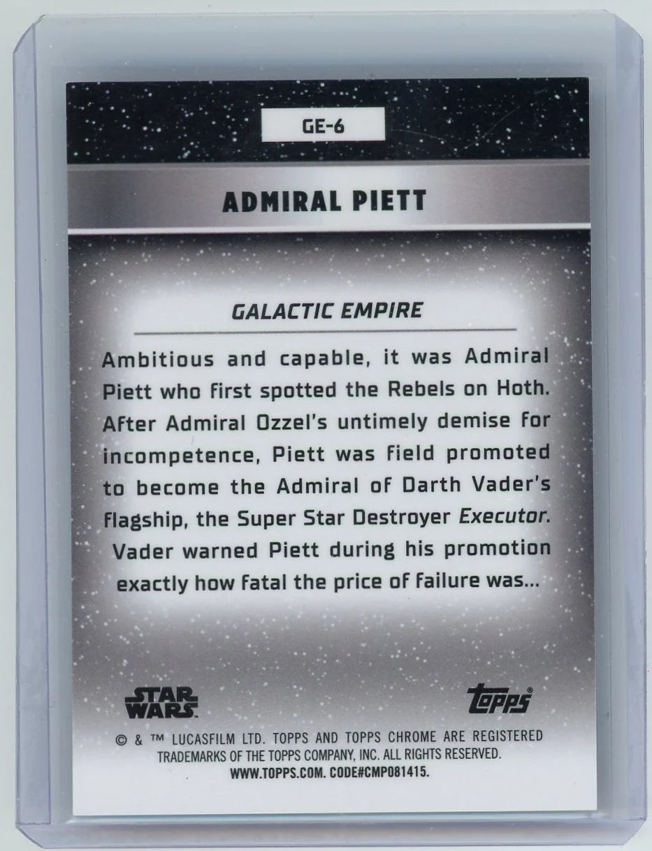 Admiral Piett 2025 Star Wars Topps Chrome Galactic Empire Rebel Orange Refractor #'d 06/25