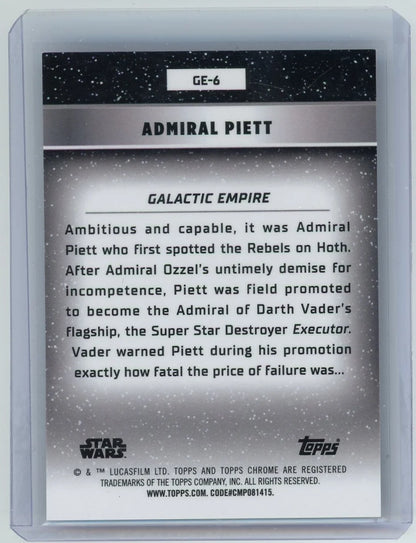 Admiral Piett 2025 Star Wars Topps Chrome Galactic Empire Rebel Orange Refractor #'d 06/25