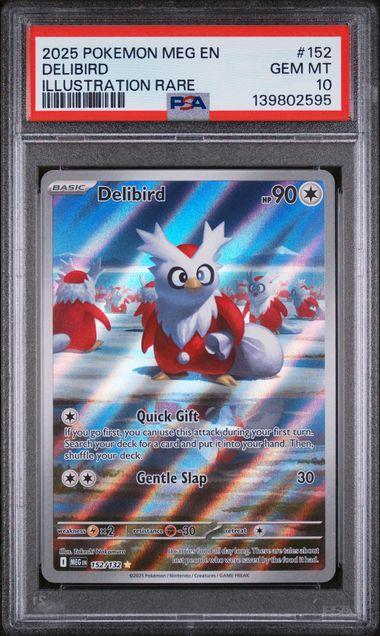 Delibird 2025 Pokemon Mega Evolution Illustration rare #152/132 PSA 10