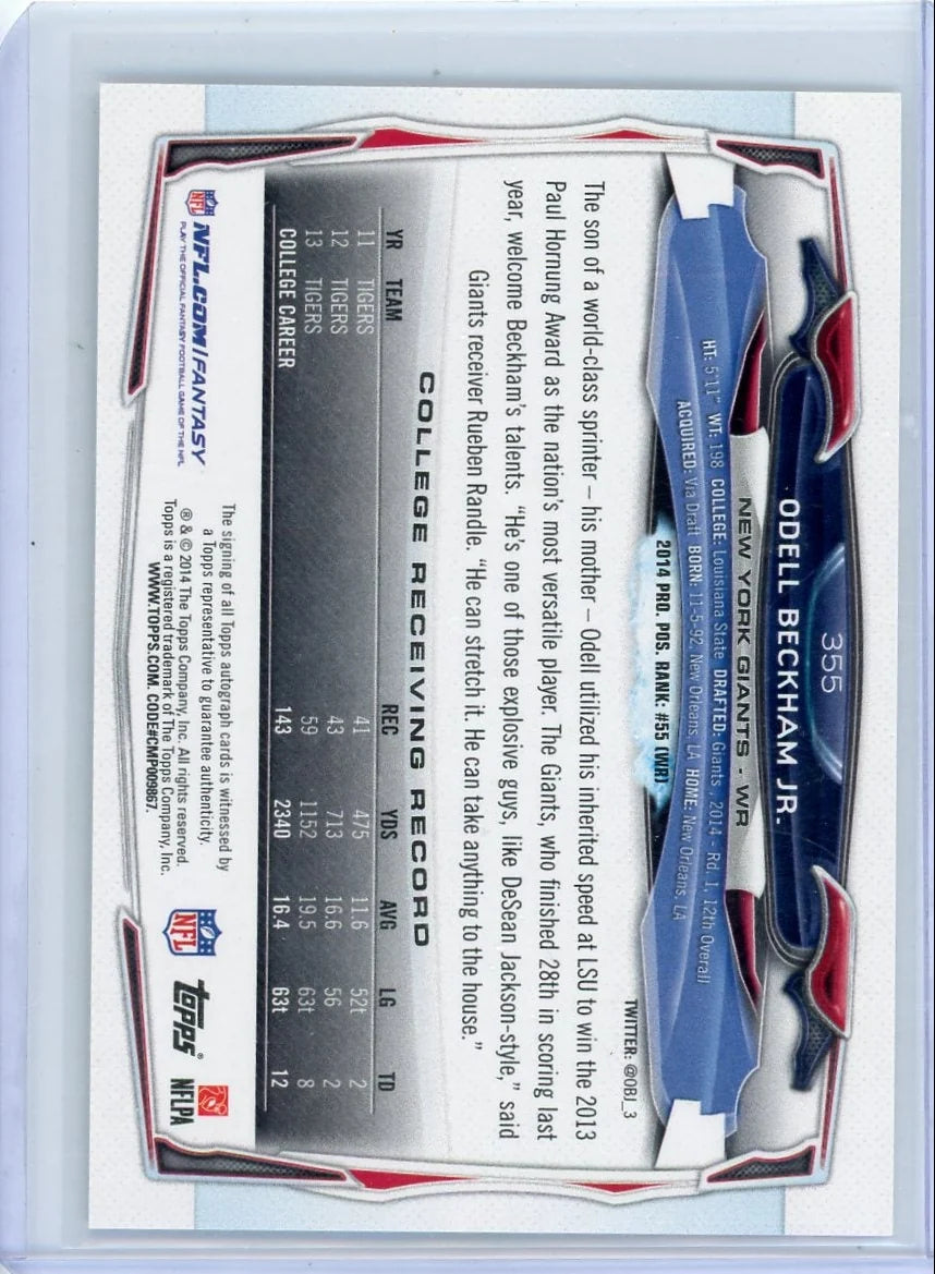 Odell Beckham Jr. 2014 Topps Football Rookie Autograph #355