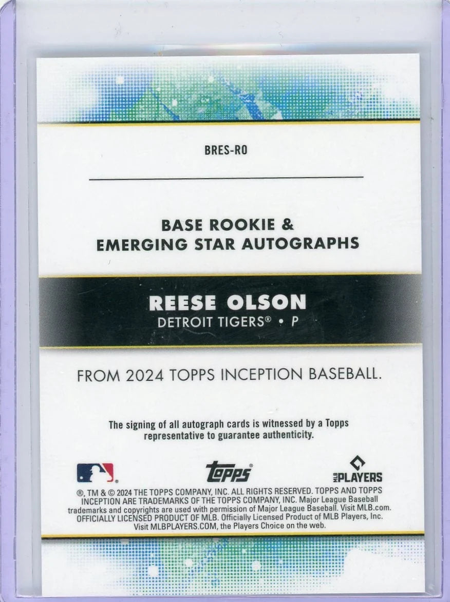 Reese Olson 2024 Topps Inception Rookie Autograph #'d 243/299