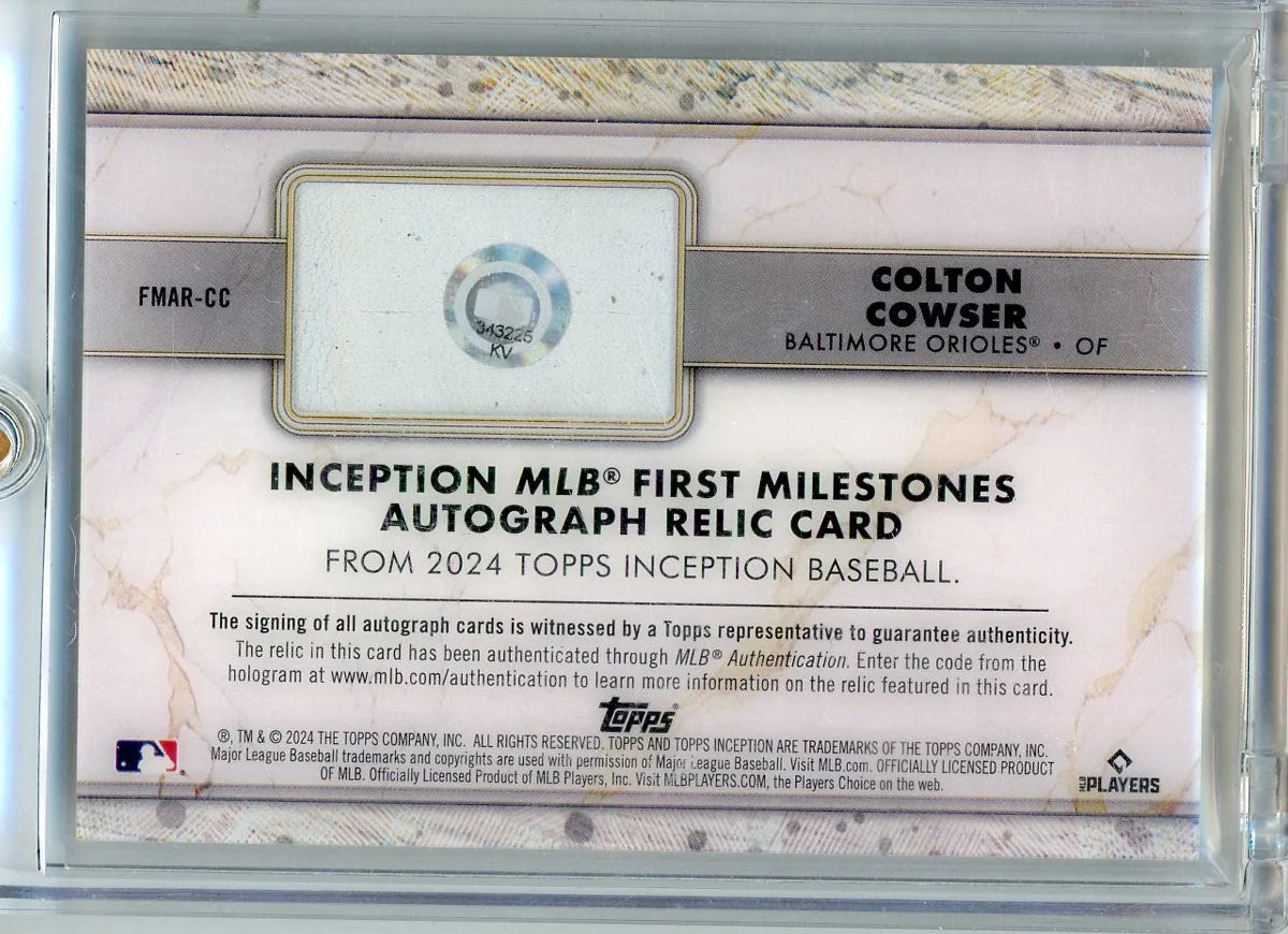Colton Cowser 2024 Topps Inception First Milestones RPA #'d 55/99